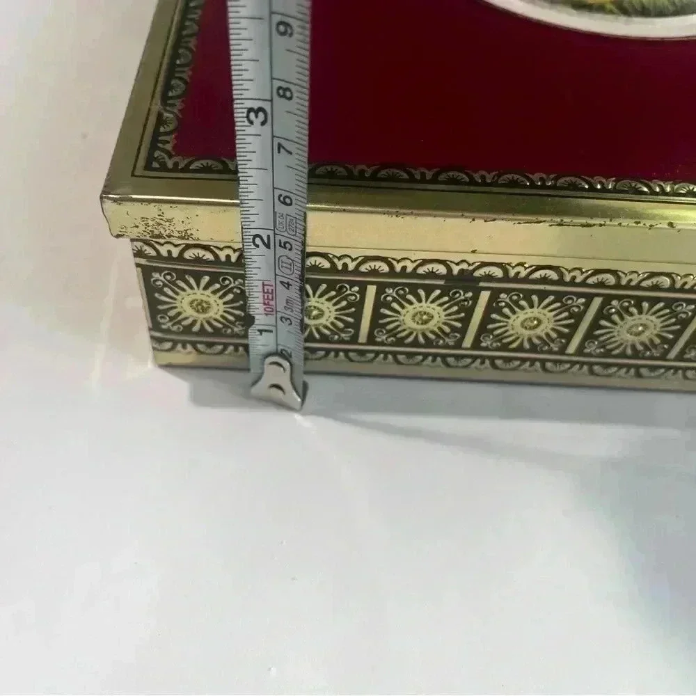Vintage Western Germany Ornate Sweetheart Lovers Velvet Tin Box Container silver